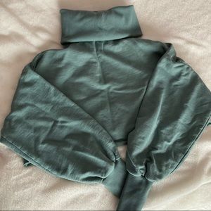 Teal Cropped Turtleneck